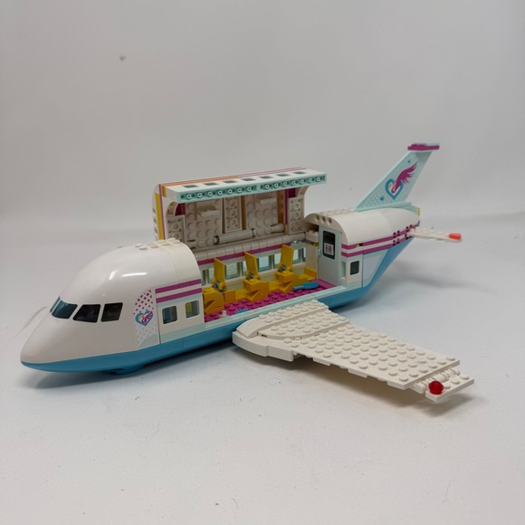 Lego Other - LEGO Friends Heartlake City Airplane 41429 White Teal Pink Passenger Jet As Is